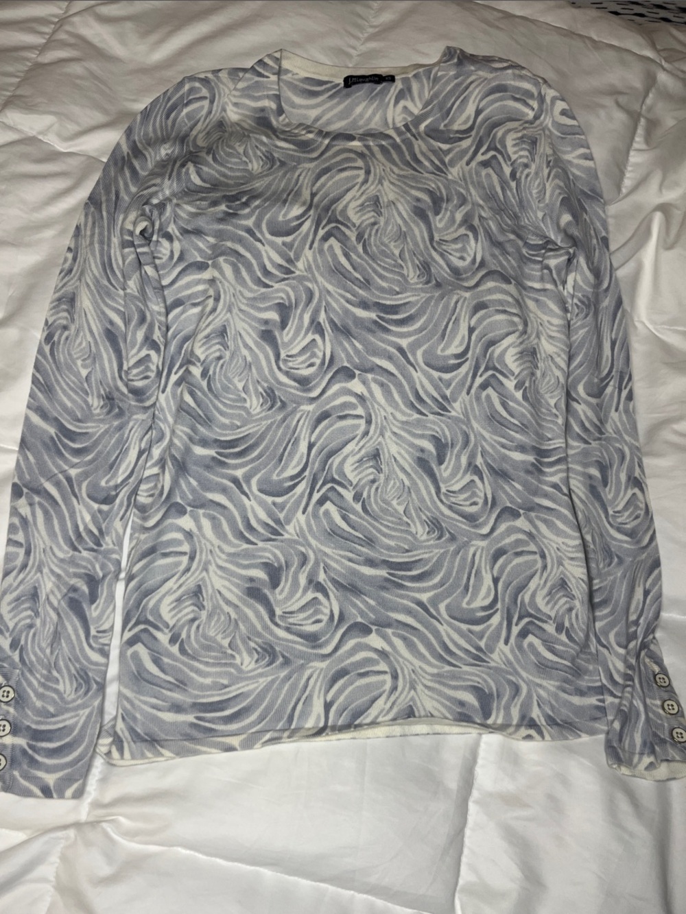 J. McLaughlin Gray Swirl-Print Long Sleeve Skirt